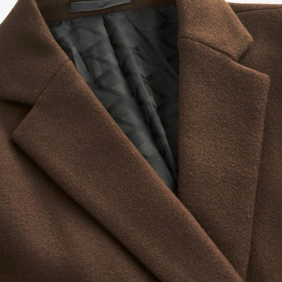NEXT • Dark Brown Double Breasted Epsom Overcoat - Picture 8 of 10